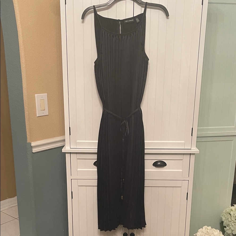 Nina Leonard Black Pleated Dress